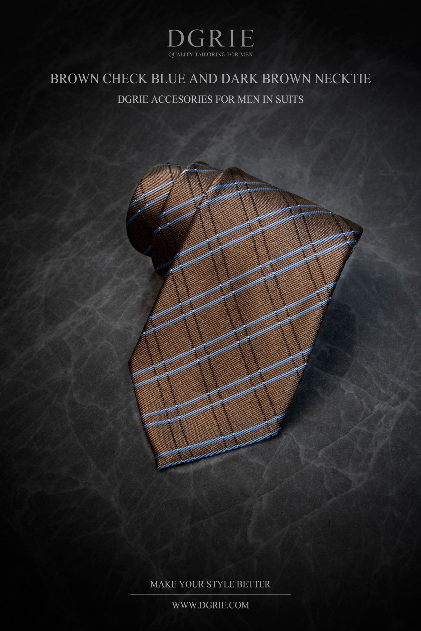dgrie brown check bluedark brown 3 necktie dgrie 1