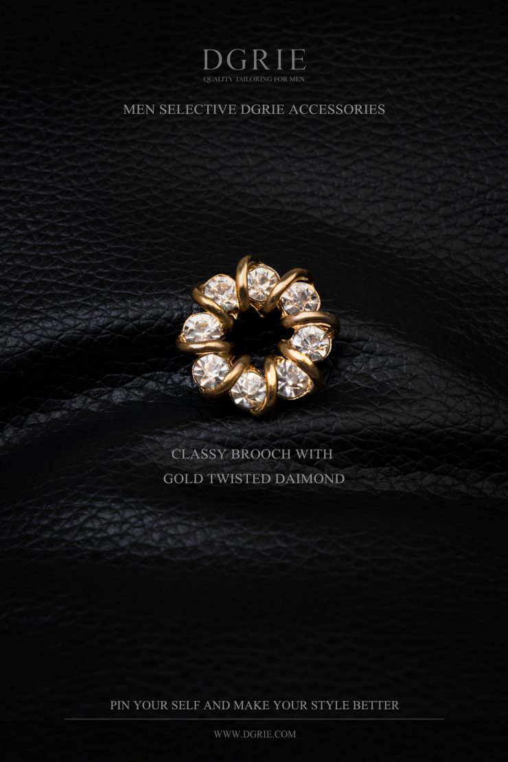 DGRIE เข็มกลัดติดปก Classy Brooch With Gold Twisted Diamond 6 dgrie classy brooch with gold twisted diamond dgrie 1