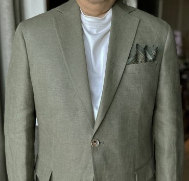 ตัดสูทลินิน ลำลอง สีเทาโทนเขียว DGRIE Unlined Kakhi Green Irish Linen 14 urish linen 1 copy