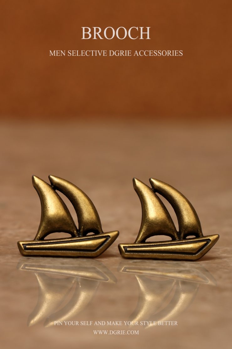 เข็มกลัดเรือใบทองเหลือง: Vintage Golden Barque Brooch 4 dgrie vintage golden barque brooch dgrie