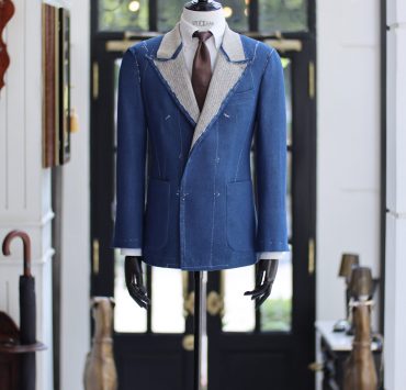 ตัดสูทยีนส์ กระดุมสองแถว Double Breasted Denim Full Canvas Suit 15 IMG 6710 copy