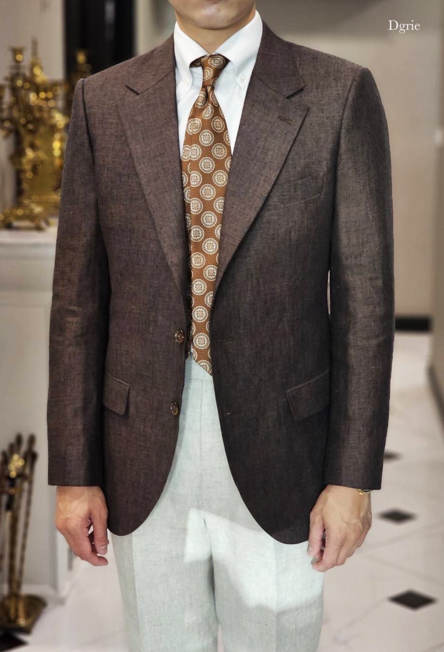 ตัดสูทลินิน ลุคสไตล์ลำลอง Casual Brown Linen Jacket Style