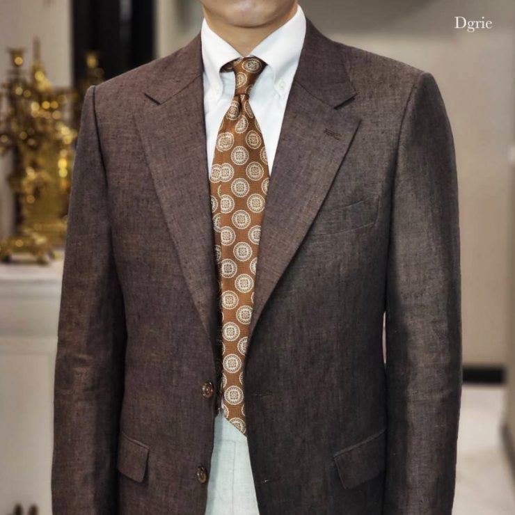 ตัดสูทลินิน ลุคสไตล์ลำลอง Casual Brown Linen Jacket Style