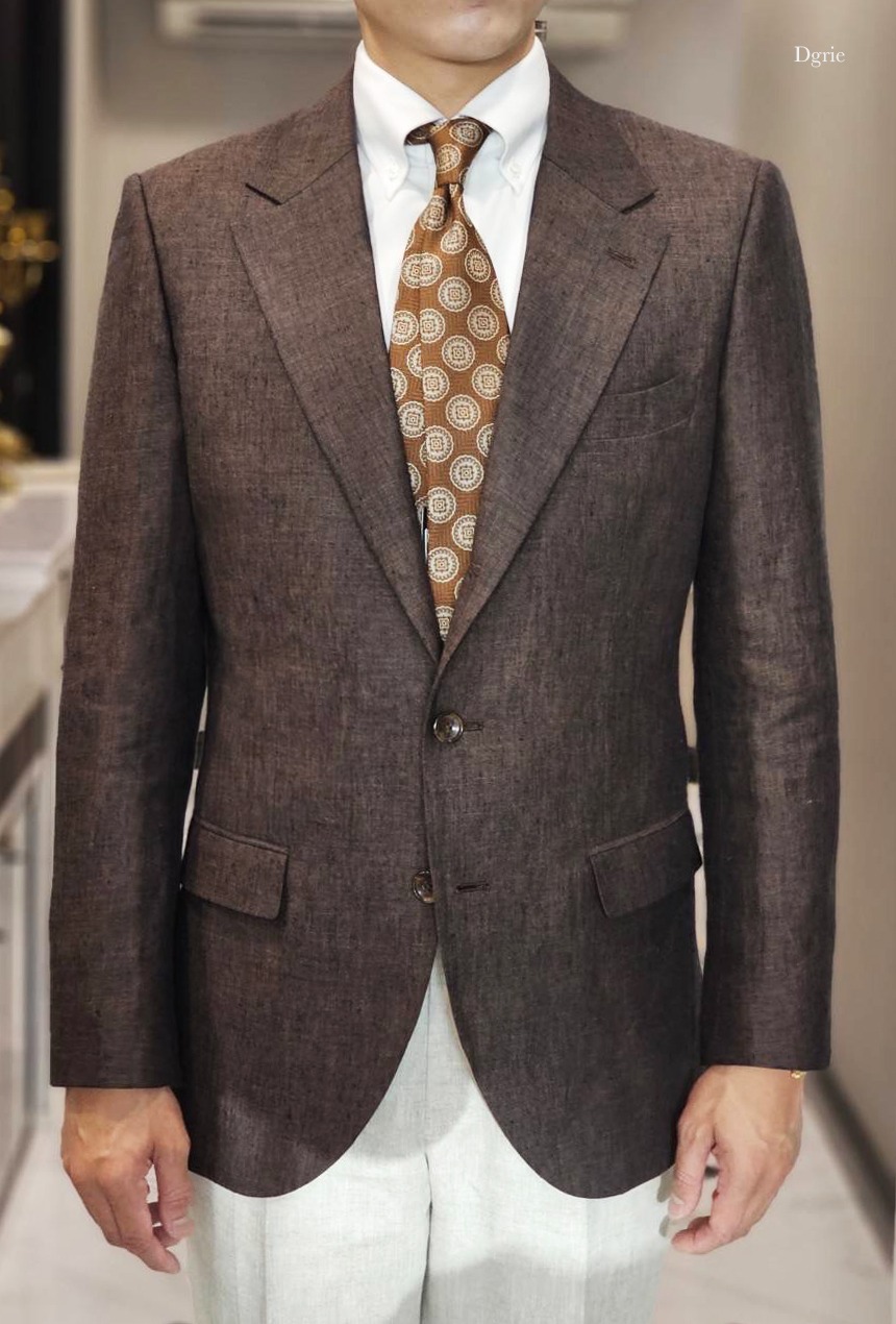 ตัดสูทลินิน ลุคสไตล์ลำลอง Casual Brown Linen Jacket Style