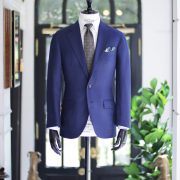 ร้านตัดสูท ตัดสูทสีน้ำเงิน DGRIE ITALY NAVY HOPSACK HALF LINING