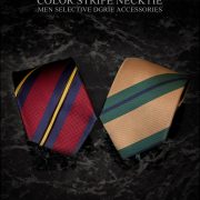 เนคไท ลายทแยง Red Stripe three tone Navy & Yellow 3 Inch Necktie