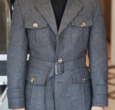 Harris Tweed Military Coat Jacket