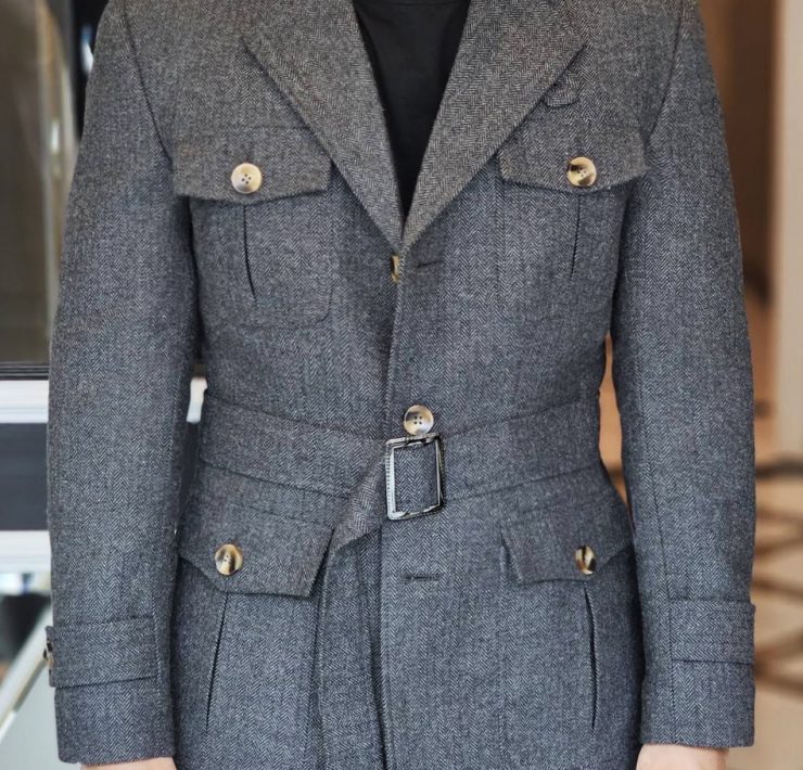 Harris Tweed Military Coat Jacket