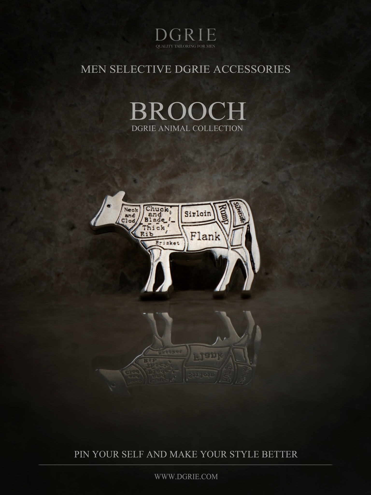 เข็มกลัด แกะสลักชิ้นส่วนวัว Vintage Butchers Cuts of Meat - Brooch