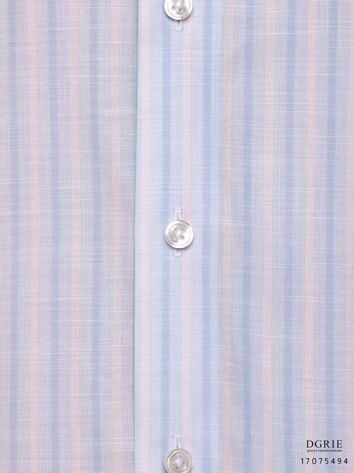เสื้อเชิ้ตแขนยาว สีฟ้าอ่อนตัดสลับลายขาวชมพู 3 Tone Linen Striped Shirt