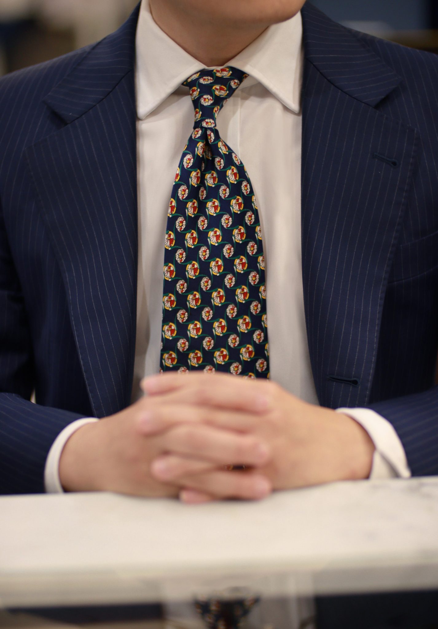 ร้านตัดสูท 2nd Fitting ITALY PINSTRIPE NAVY BLUE SUIT