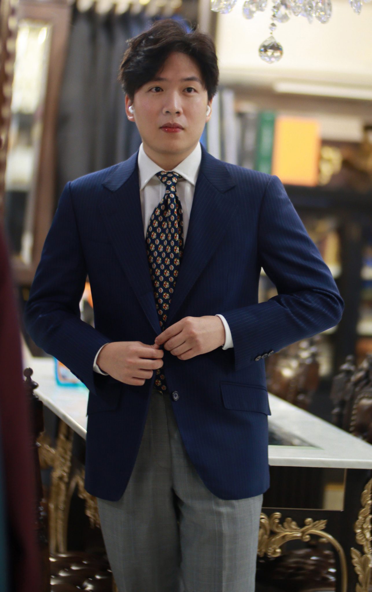 ร้านตัดสูท 2nd Fitting ITALY PINSTRIPE NAVY BLUE SUIT