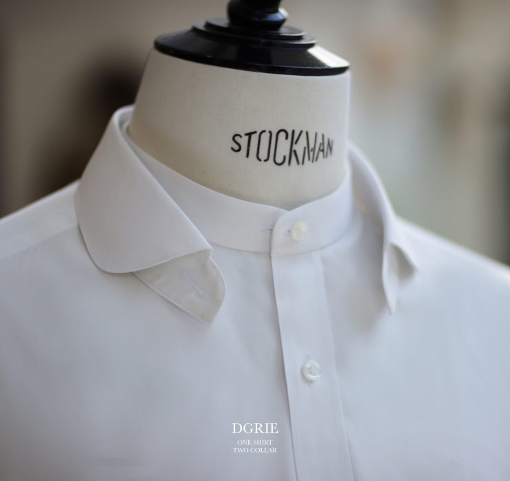 ตัดเชิ้ตสีขาว ปกสองสไตล์ DGRIE 2 in 1 Collar Shirts