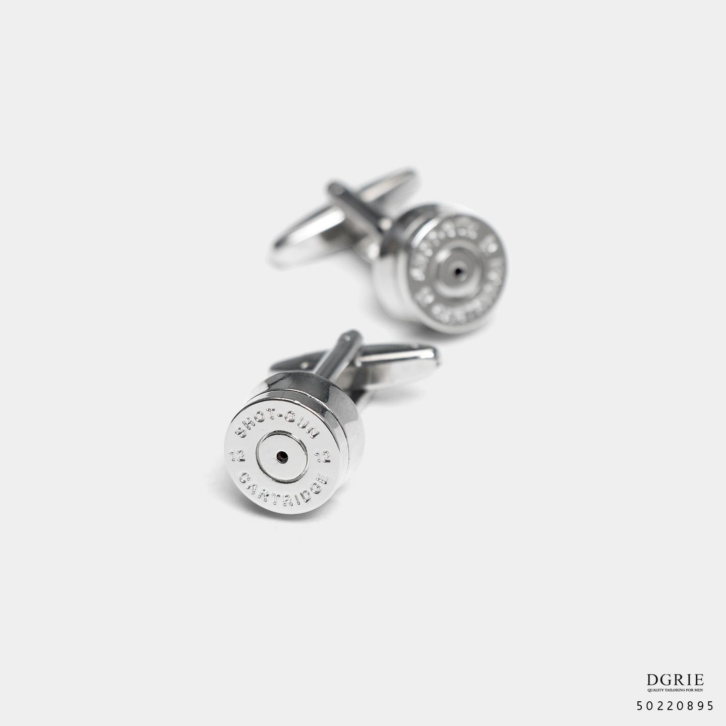 คัฟลิงค์สีเงิน ลายกระสุนปืน Silver Shotgun Cartridge Cufflinks