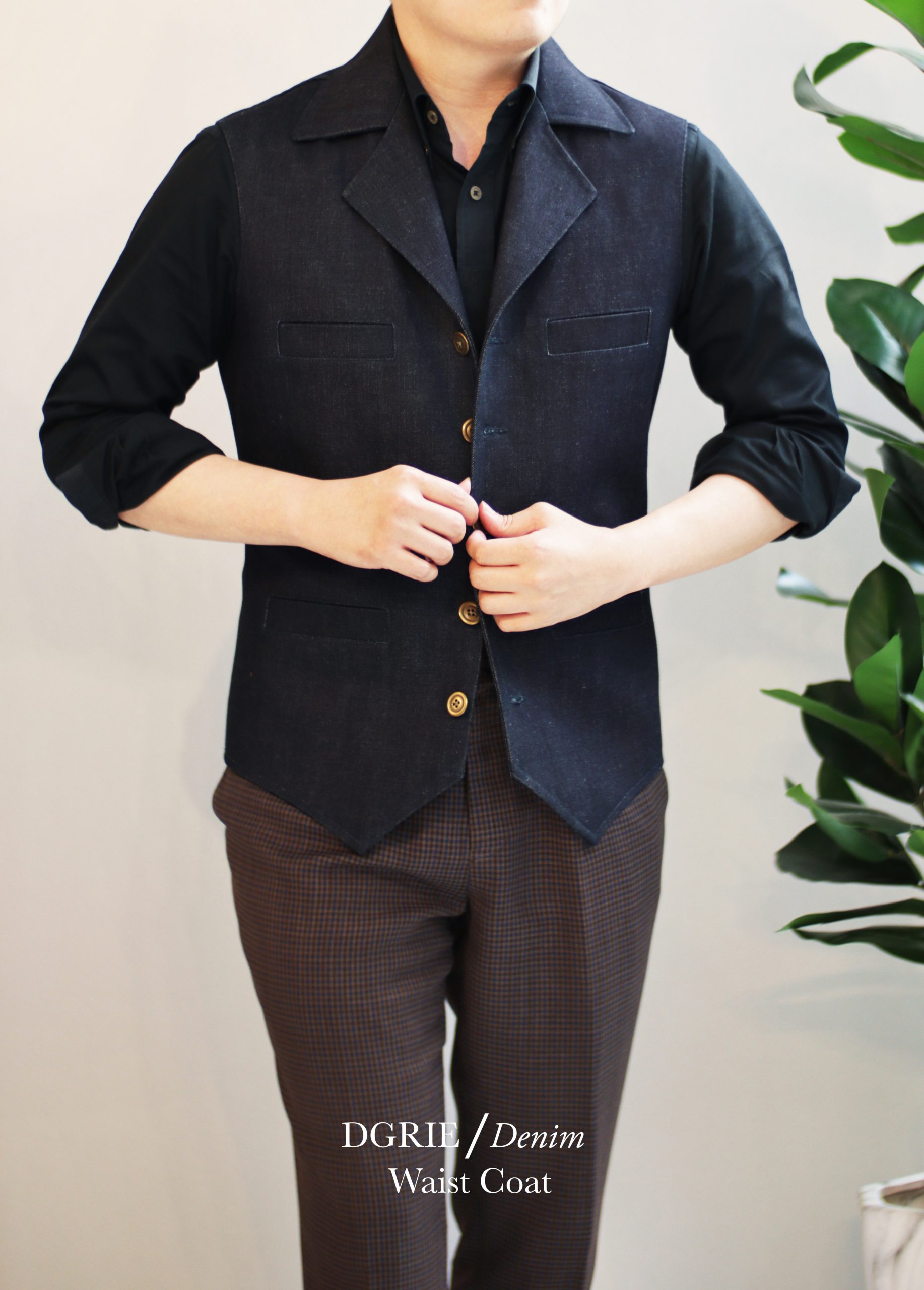 ตัดเสื้อกั๊กยีนส์สไตล์ คลาสสิค DGRIE Classic RAW Denim Waistcoat