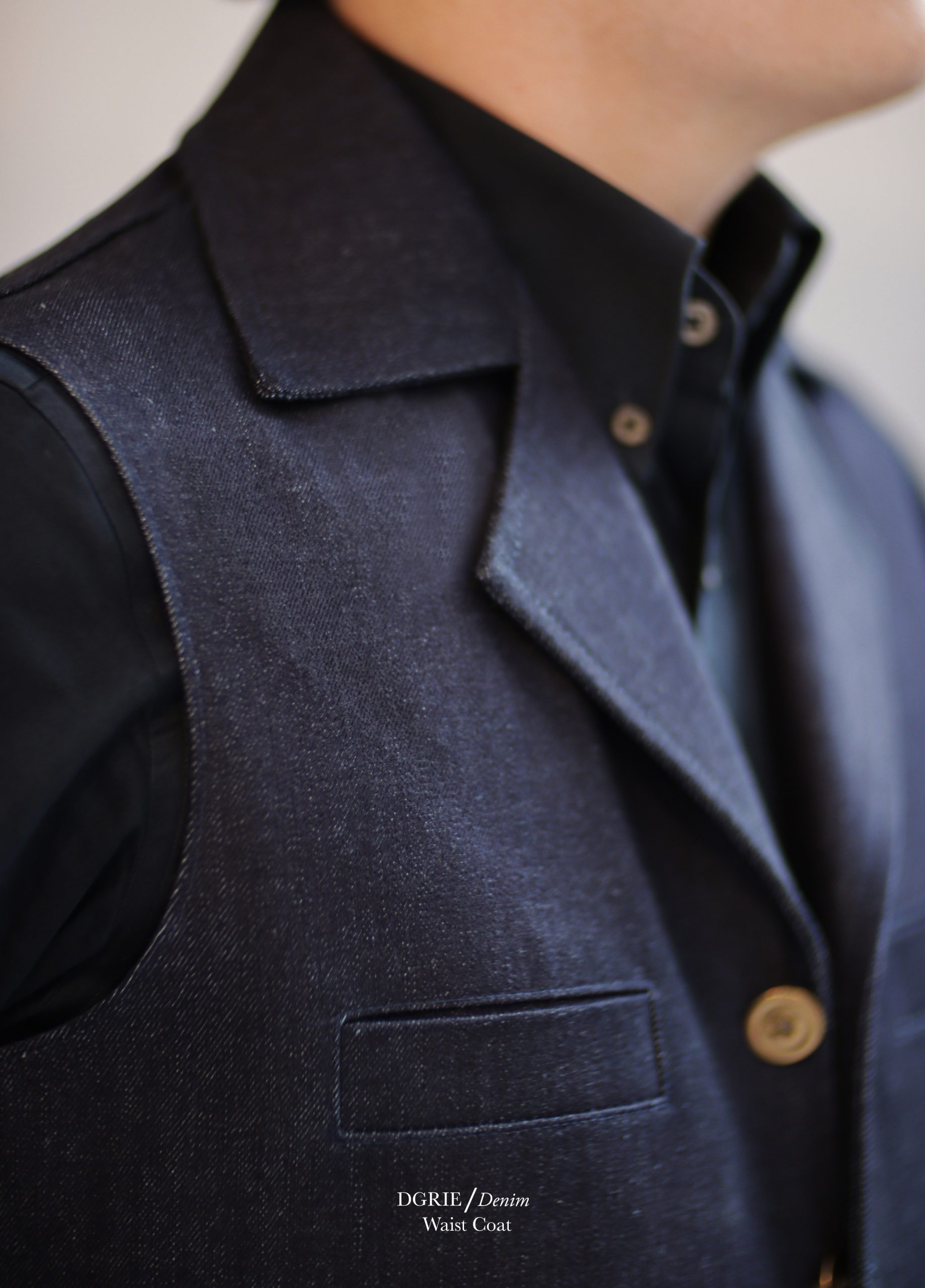 ตัดเสื้อกั๊กยีนส์สไตล์ คลาสสิค DGRIE Classic RAW Denim Waistcoat