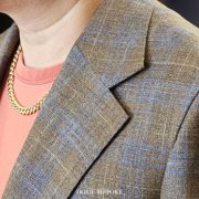 ตัดสูทวินเทจ ลายตารางสีน้ำตาล DGRIE Classic Notch Lapel Single Breasted