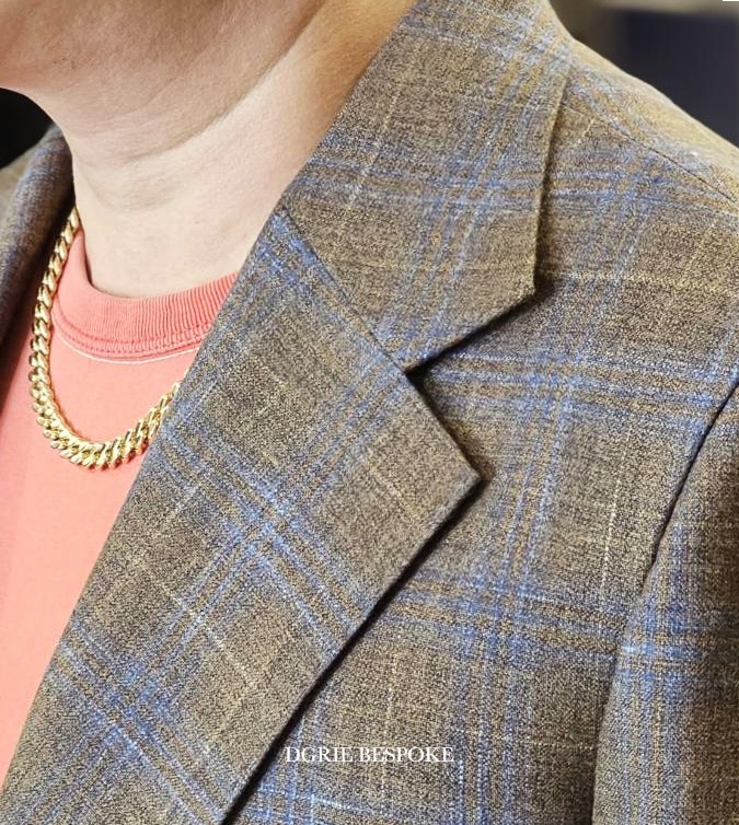 IMG_5043 2 copy ตัดสูทวินเทจ ลายตารางสีน้ำตาล DGRIE Classic Notch Lapel Single Breasted