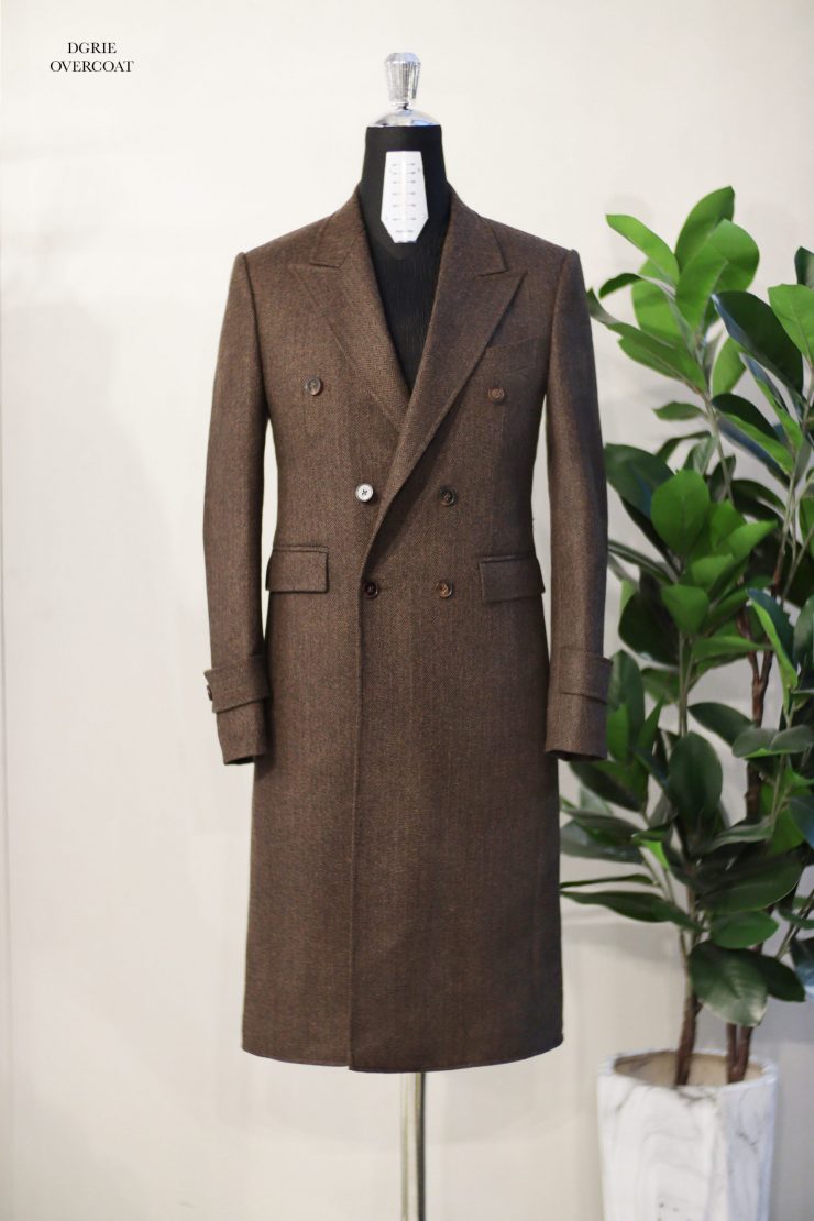 ตัดเสื้อโค้ท กันหนาว DGRIE Drapers Brown Herringbone Overcoat