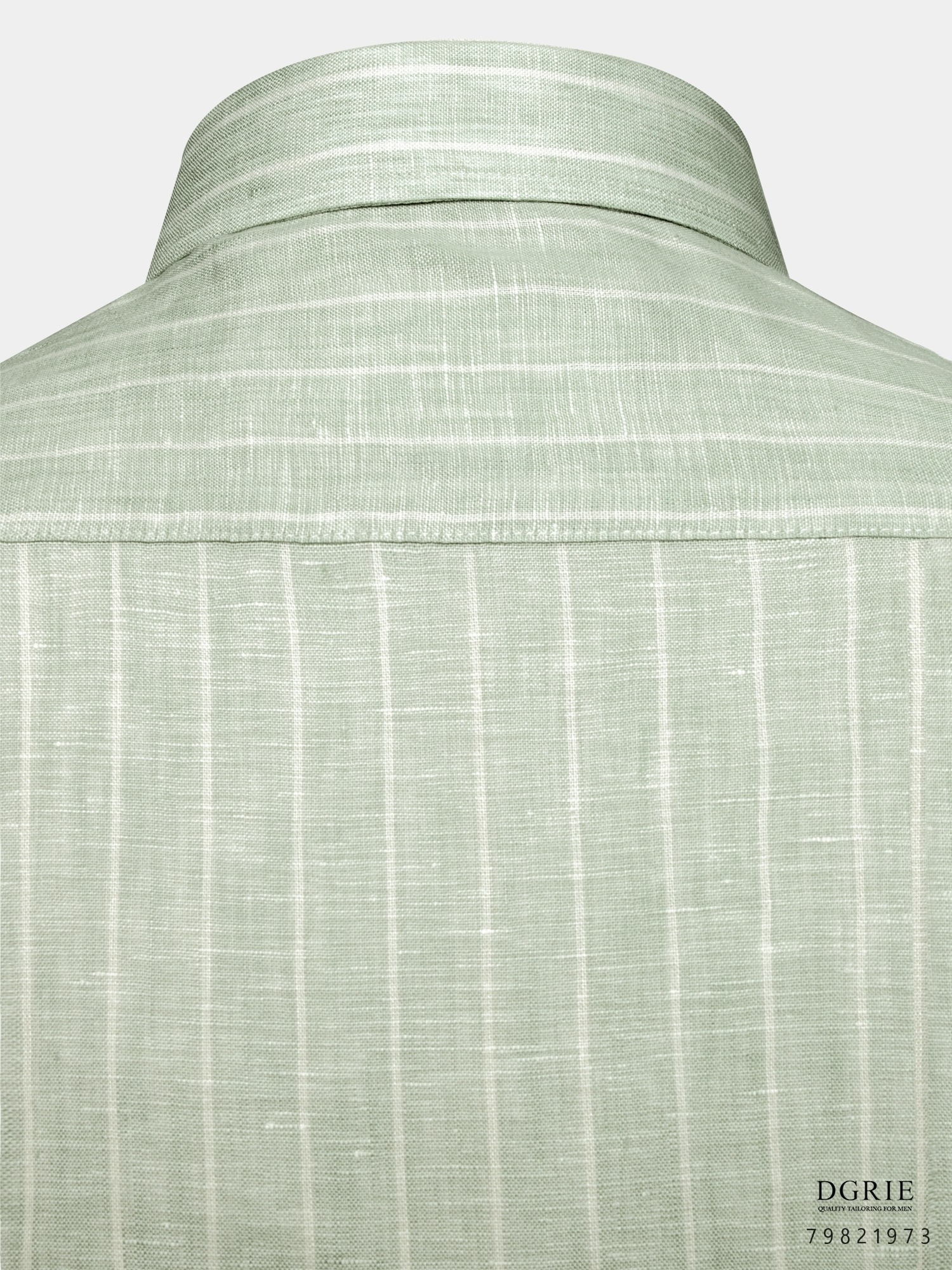 เสื้อเชิ้ตลินินแขนยาว สีเขียว DGRIE Pistachio Green Linen Stripe Shirt
