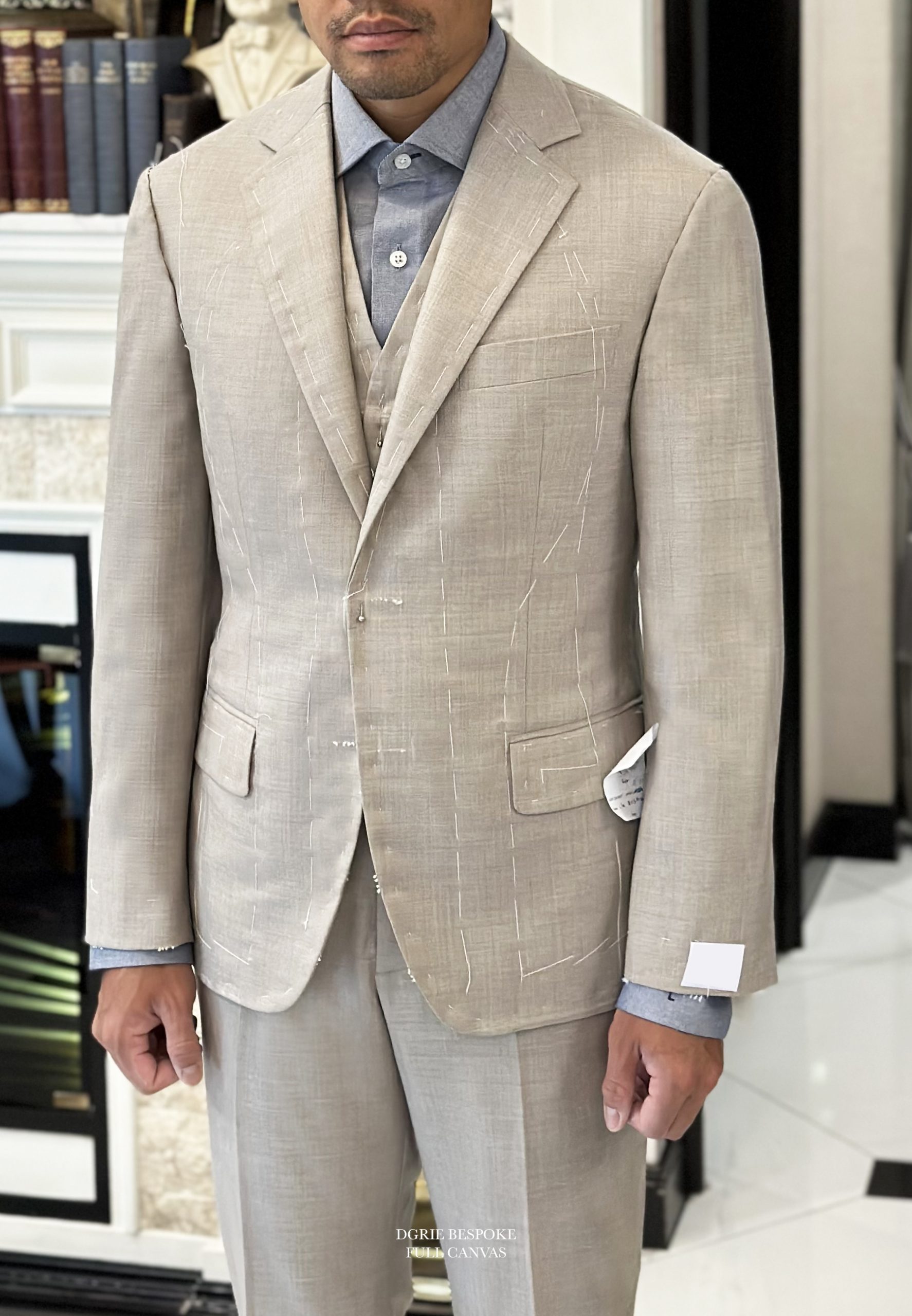 Fitting ตัดสูทหางม้า สีเบจ Full Canvas Suits