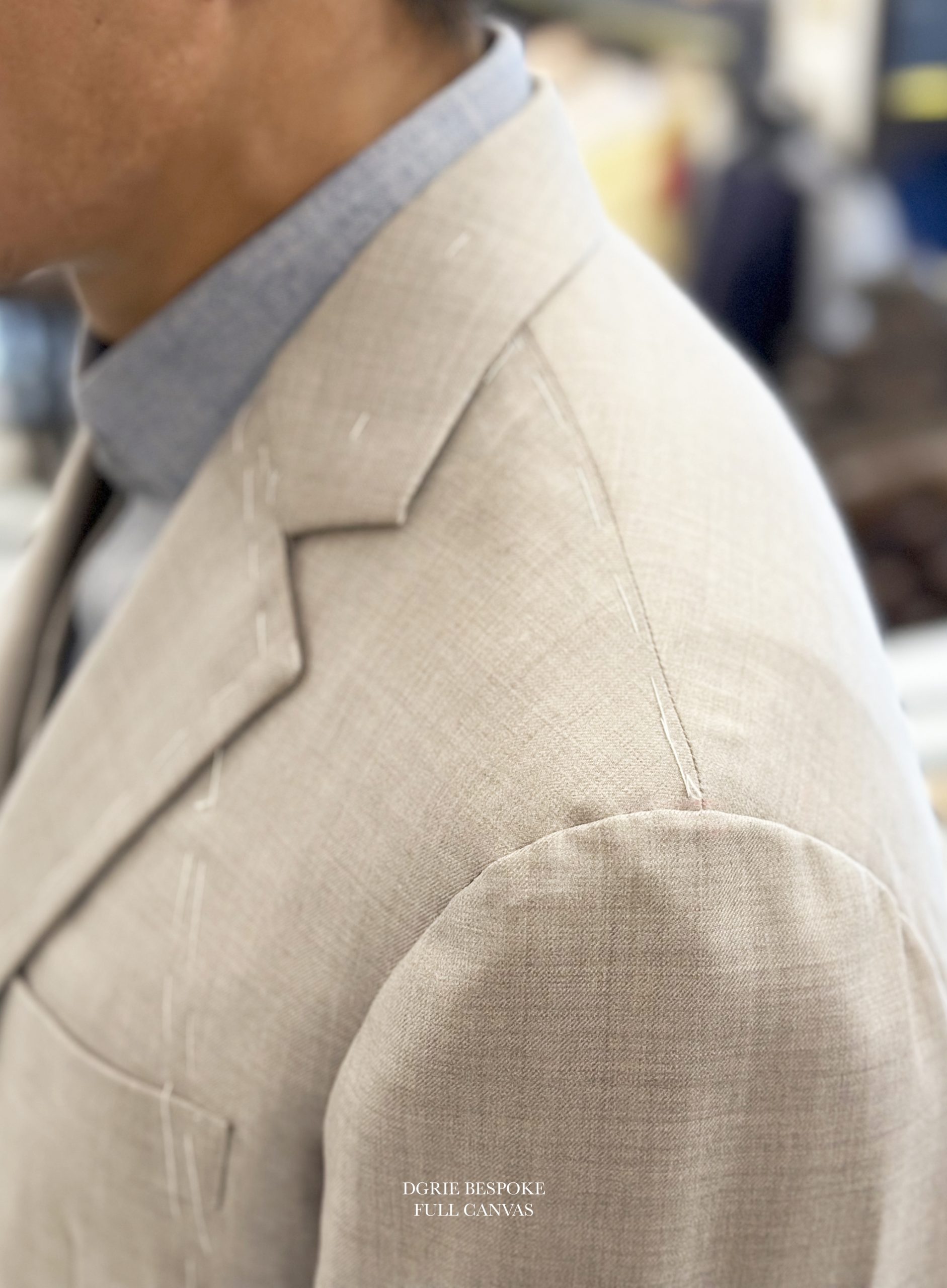 Fitting ตัดสูทหางม้า สีเบจ Full Canvas Suits