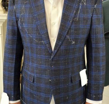 Fitting Wool Silk Linen Sport Jacket ตัดสูทสีน้ำเงิน วินเทจ