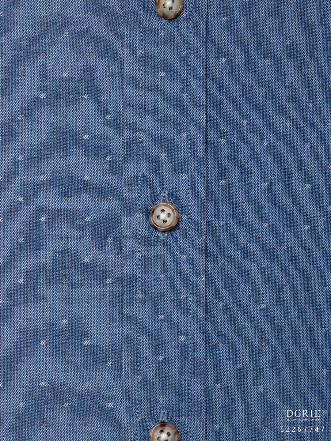 เสื้อเชิ้ตสีฟ้า คอตตอน ลายจุด Indigo Blue Micro Polkadot Shirt