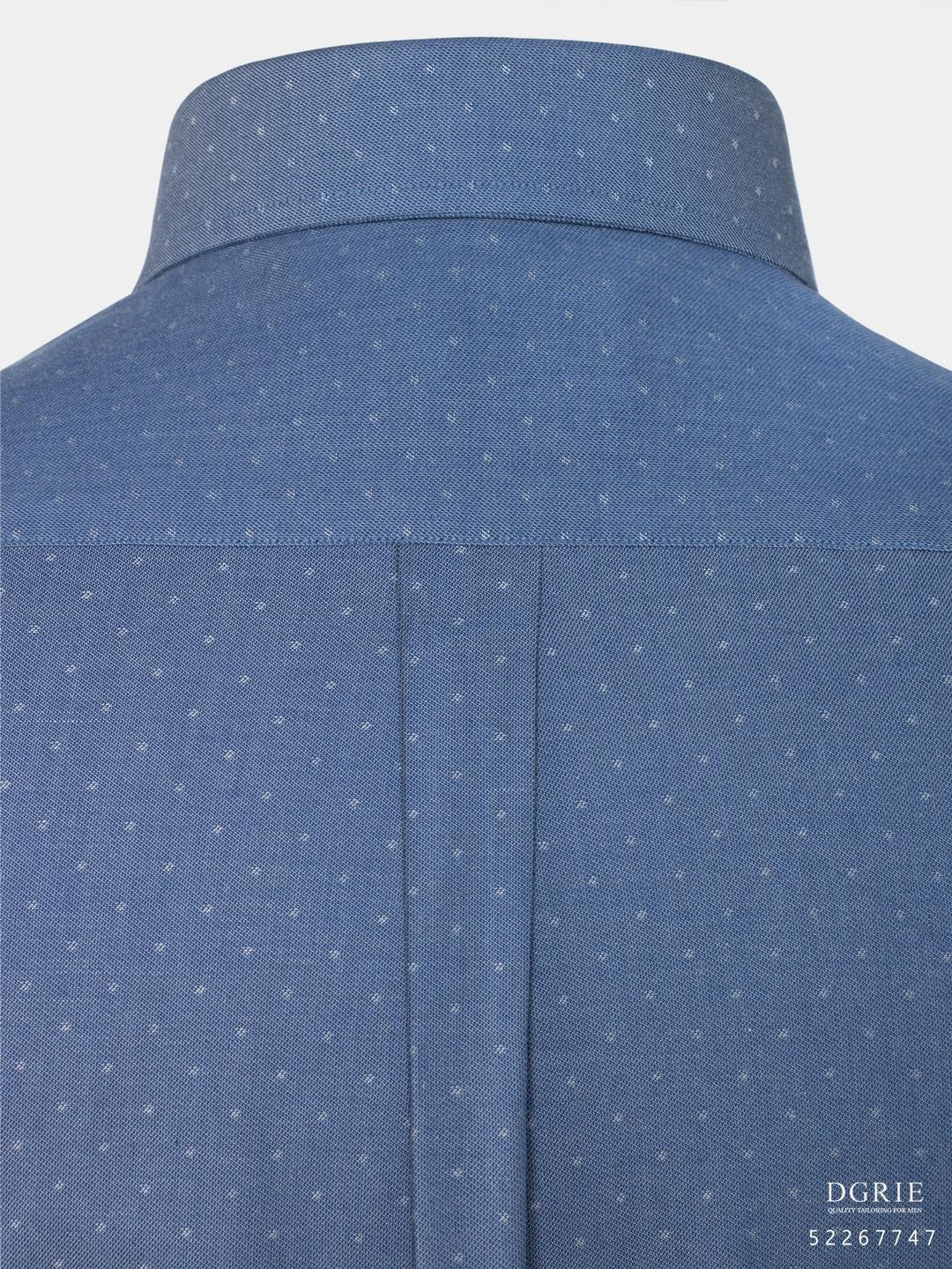 เสื้อเชิ้ตสีฟ้า คอตตอน ลายจุด Indigo Blue Micro Polkadot Shirt