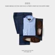 เสื้อเชิ้ตลายทาง Light Blue and White Button - Down Collar Shirt