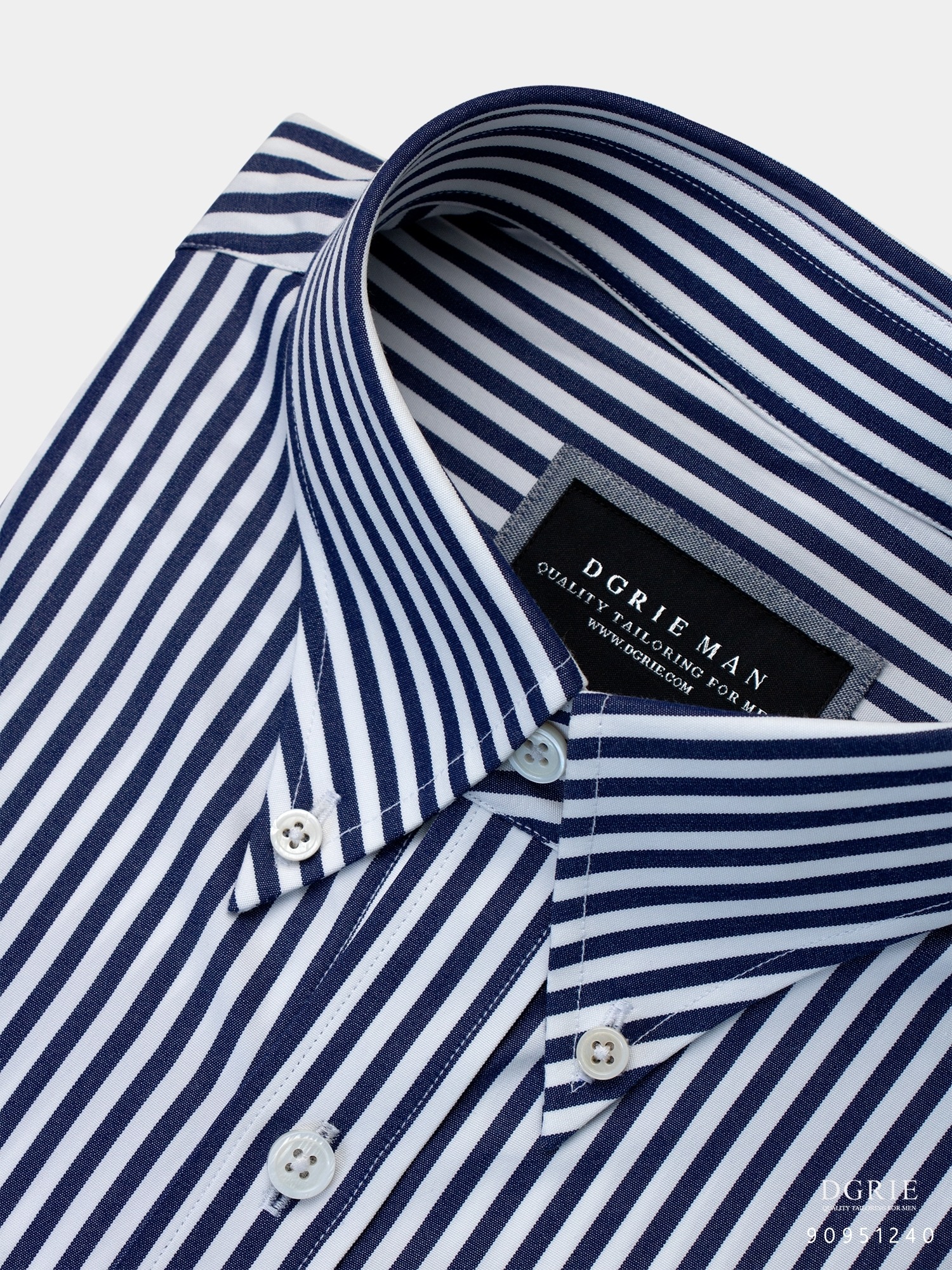 เสื้อเชิ้ตลายทาง MONTI - Egyptian Cotton Navy&White Stripe Shirt
