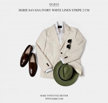 เสื้อสูทลินิน ลายทาง Savana Ivory Chalk Stripe Linen Jacket