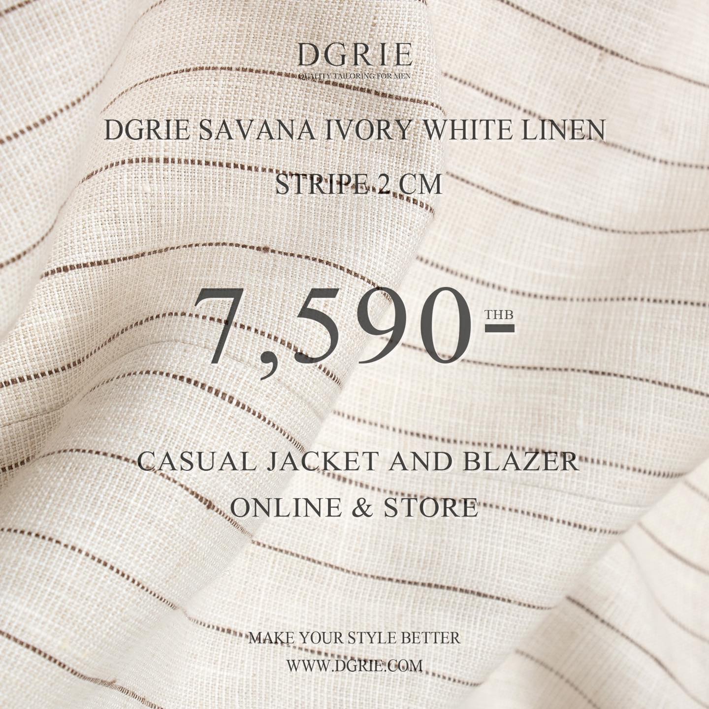 เสื้อสูทลินิน ลายทาง Savana Ivory Chalk Stripe Linen Jacket