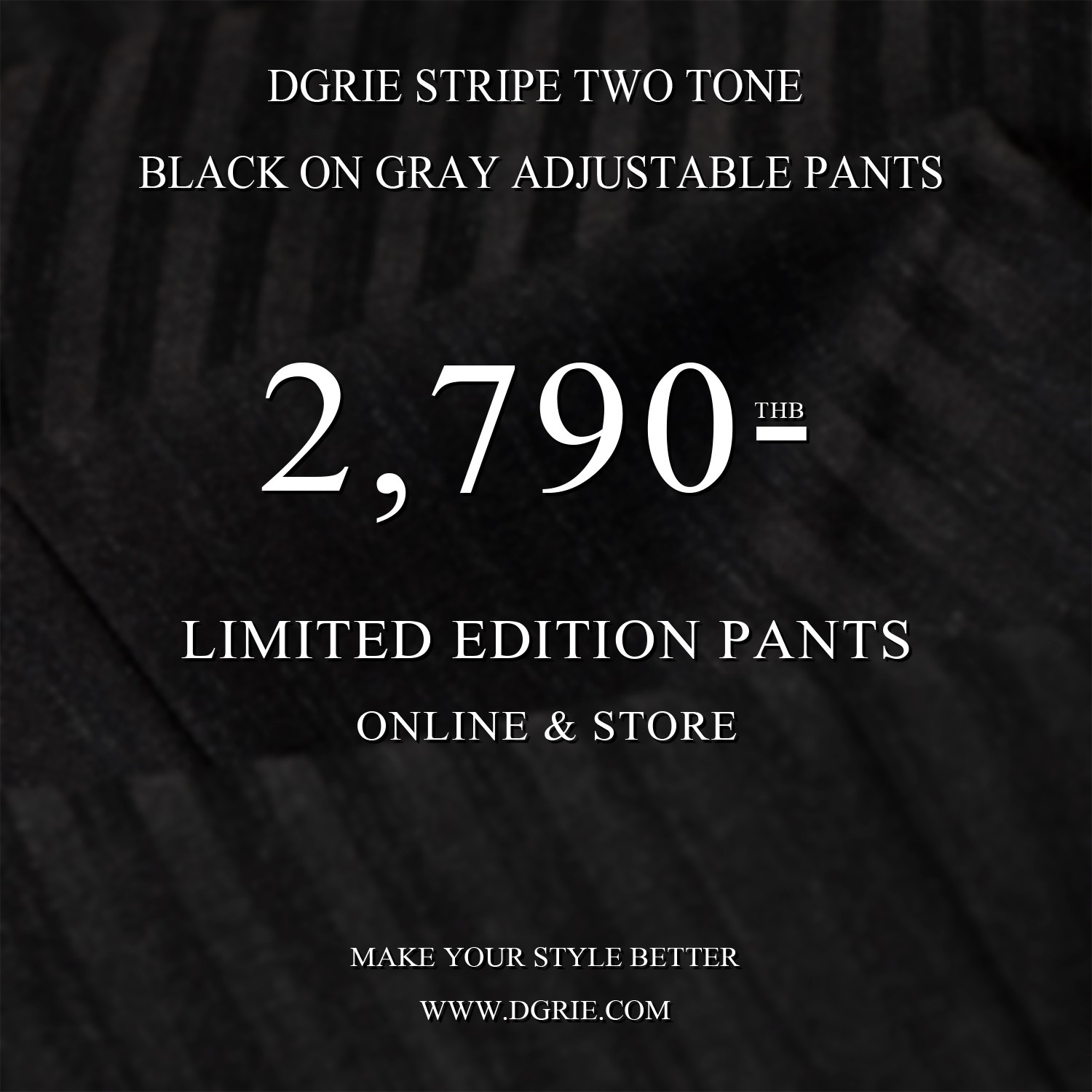 กางเกงสีดำ ลายทาง ตัวปรับด้านข้าง Stripe 2 Tone Black On Gray Adjustable Pants
