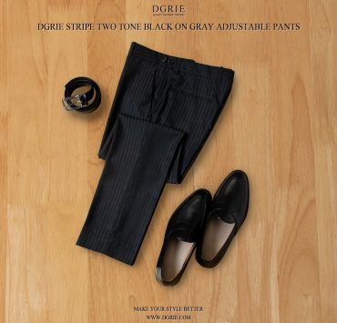 กางเกงสีดำ ลายทาง ตัวปรับด้านข้าง Stripe 2 Tone Black On Gray Adjustable Pants