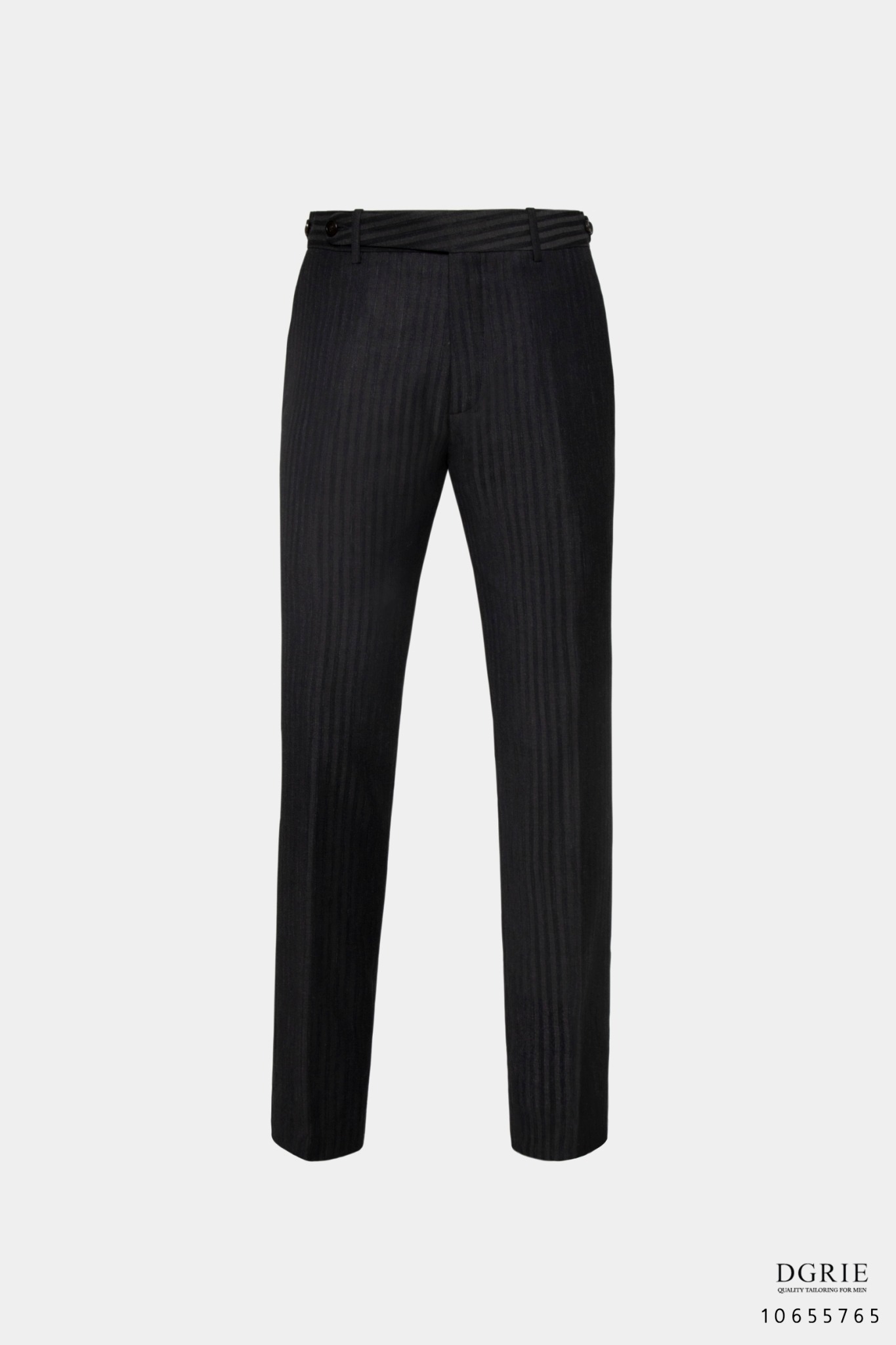 กางเกงสีดำ ลายทาง ตัวปรับด้านข้าง Stripe 2 Tone Black On Gray Adjustable Pants