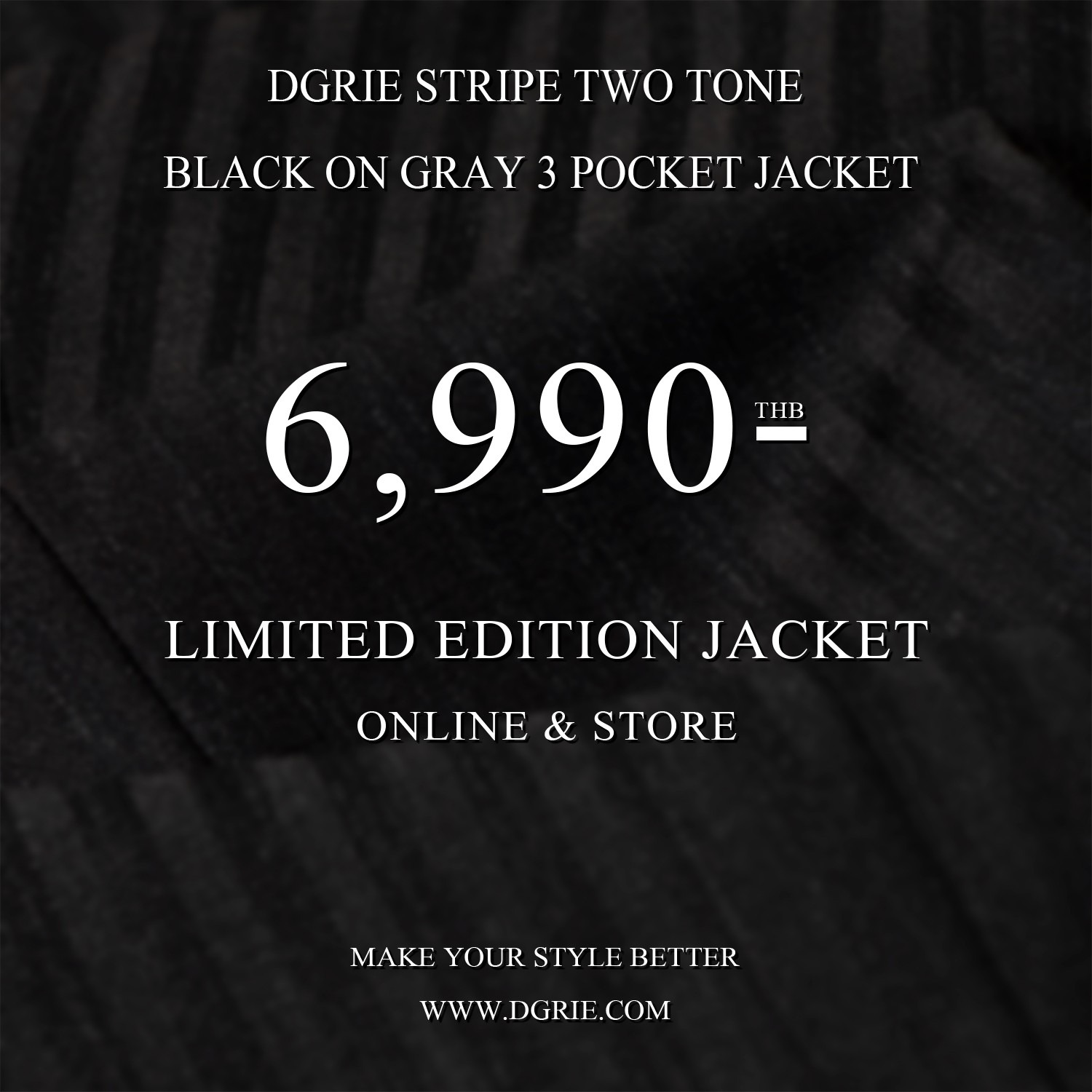 เสื้อสูทสีดำ ดีไซน์พิเศษ Tripe Two Tone Black & Gray - 3 Pocket Jacket