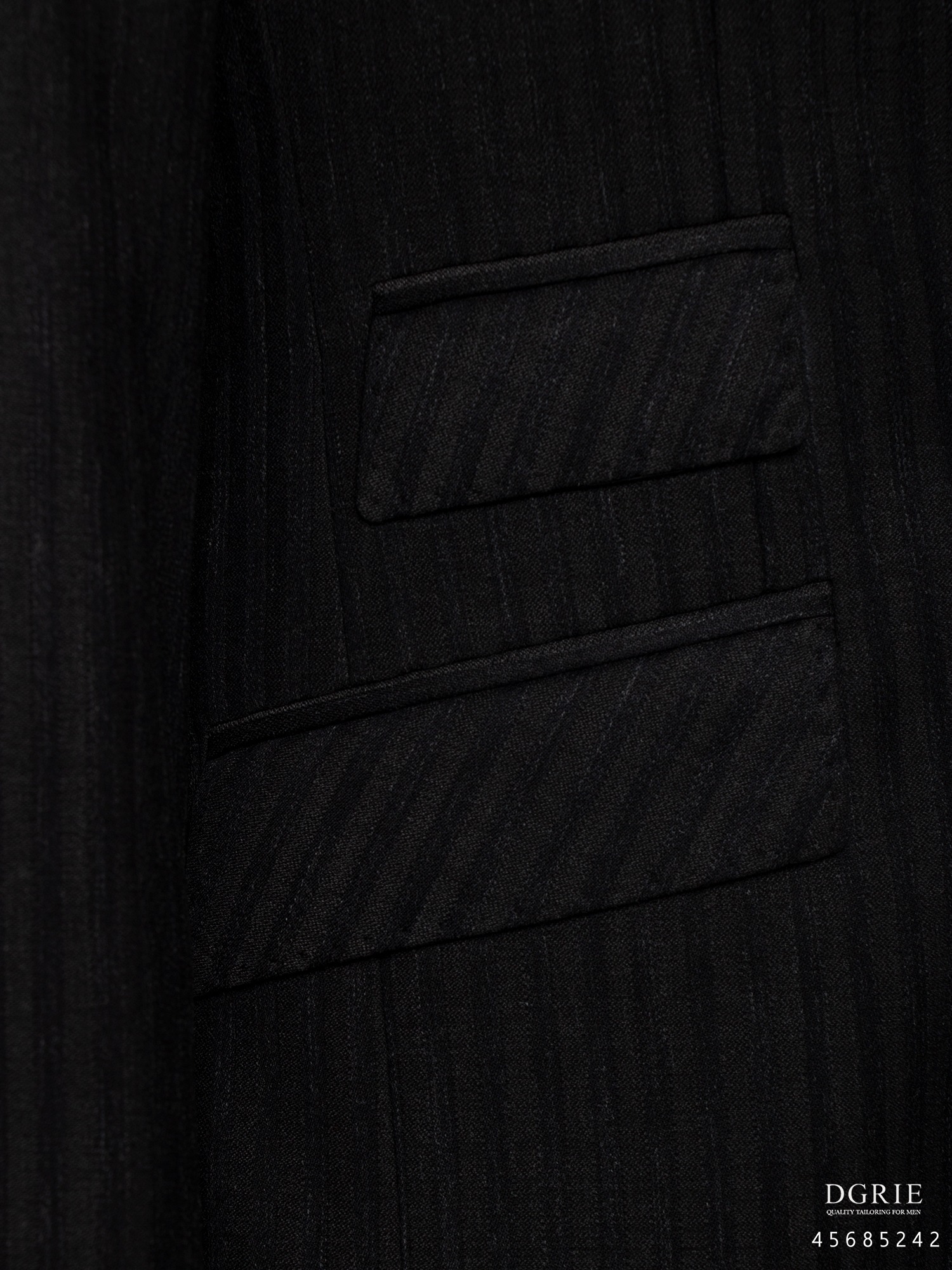 เสื้อสูทสีดำ ดีไซน์พิเศษ Tripe Two Tone Black & Gray - 3 Pocket Jacket