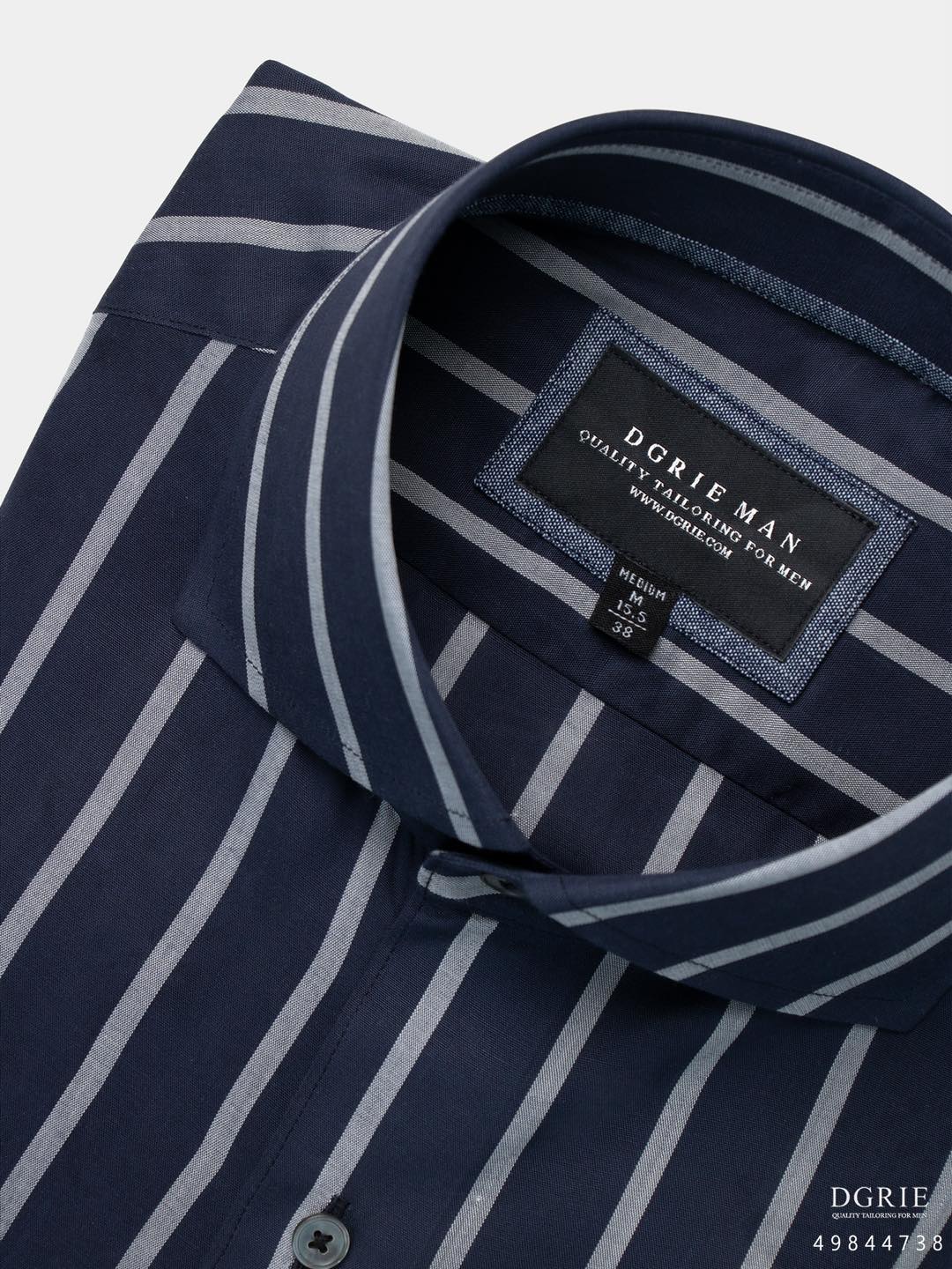 เสื้อเชิ้ตลายทาง น้ำเงิน 2Tone Chalk Stripe Cotton Shirt -DGRIE