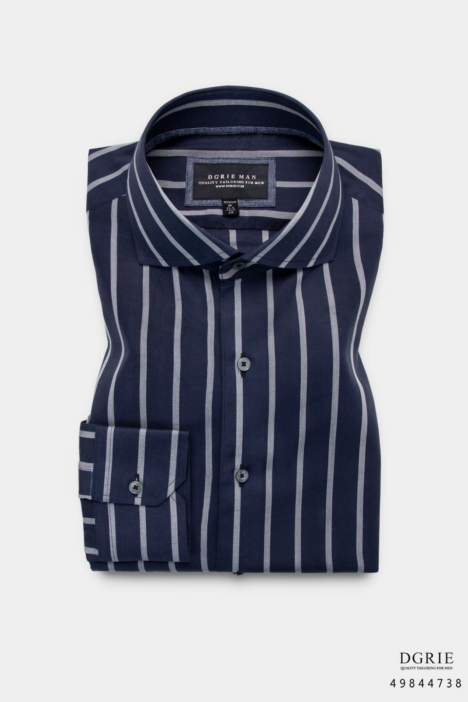 เสื้อเชิ้ตลายทาง น้ำเงิน 2Tone Chalk Stripe Cotton Shirt -DGRIE