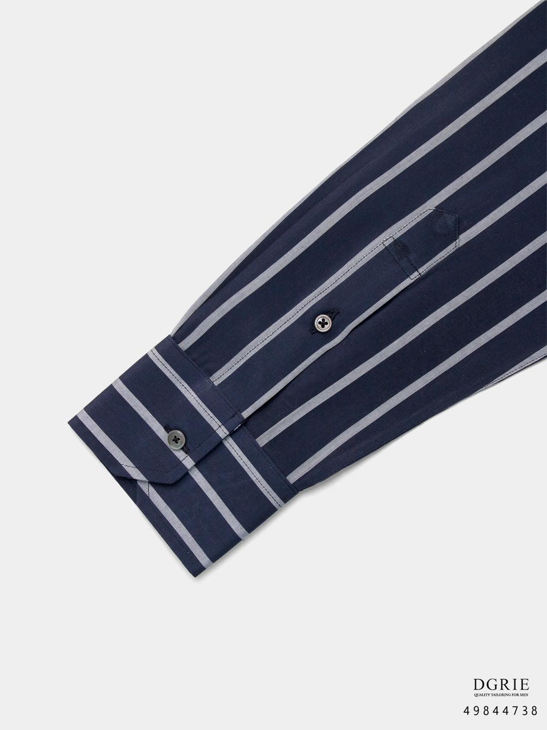 เสื้อเชิ้ตลายทาง น้ำเงิน 2Tone Chalk Stripe Cotton Shirt -DGRIE