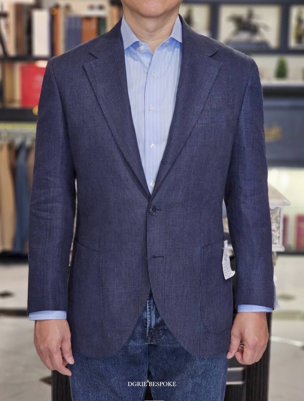 ตัดสูทลินิน DGRIE Navy Check Irish Linen Baird Mcnutt