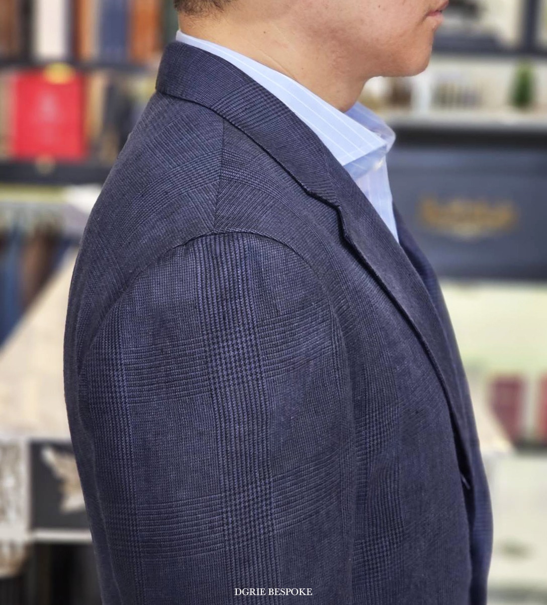 ตัดสูทลินิน DGRIE Navy Check Irish Linen Baird Mcnutt