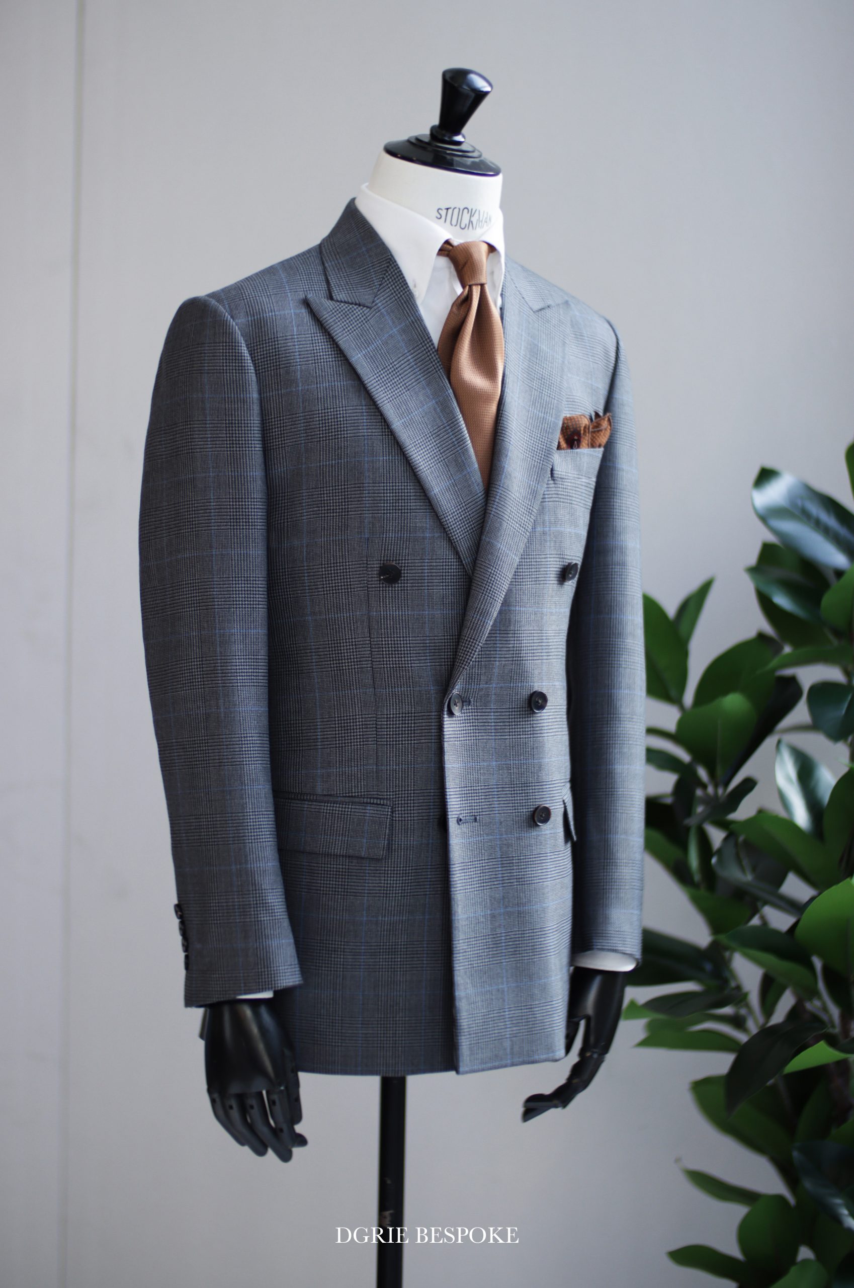 ร้านตัดสูทลายตาราง Grey Check Double Breasted Suit
