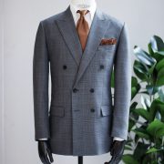 ร้านตัดสูทลายตาราง Grey Check Double Breasted Suit
