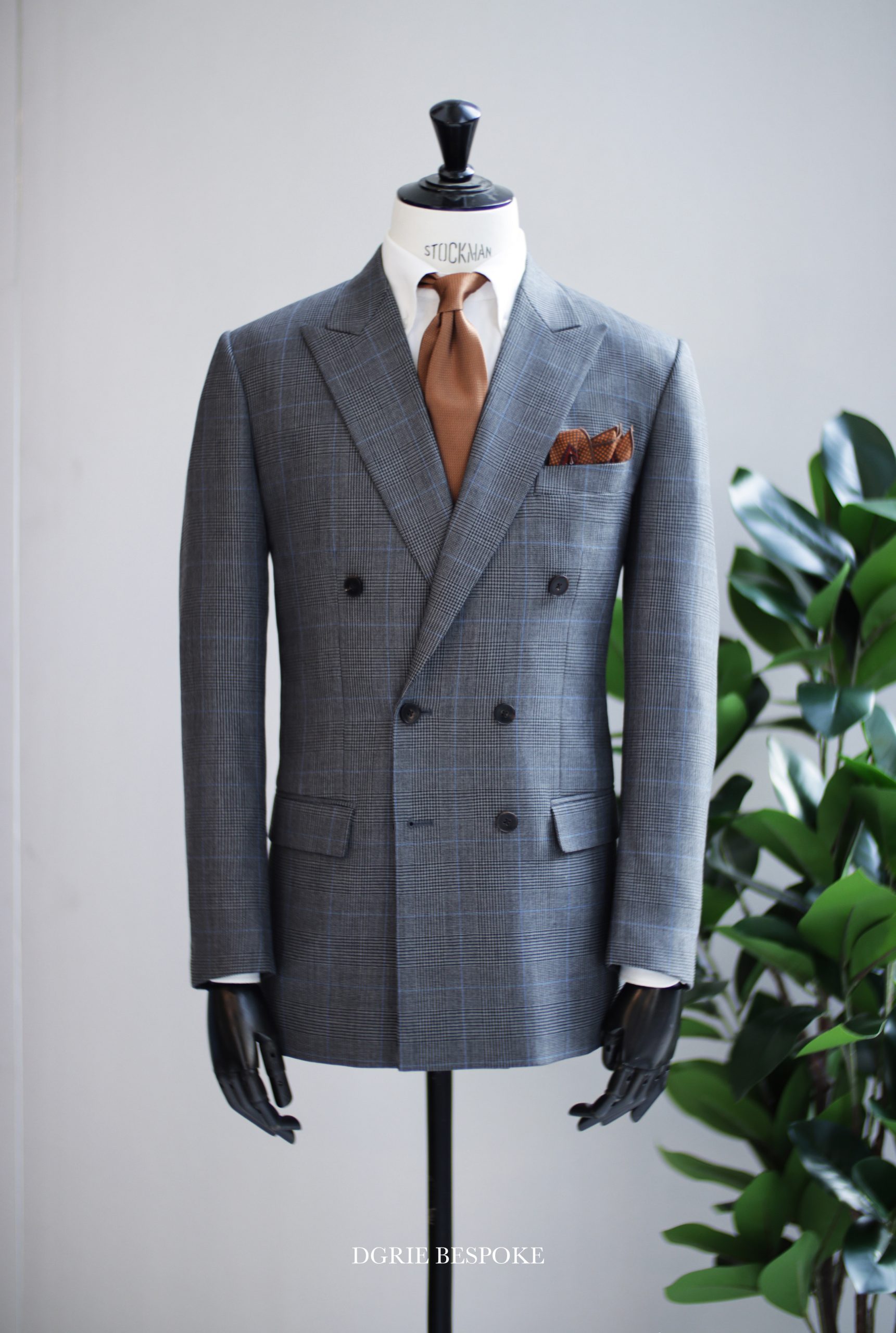 ร้านตัดสูทลายตาราง Grey Check Double Breasted Suit