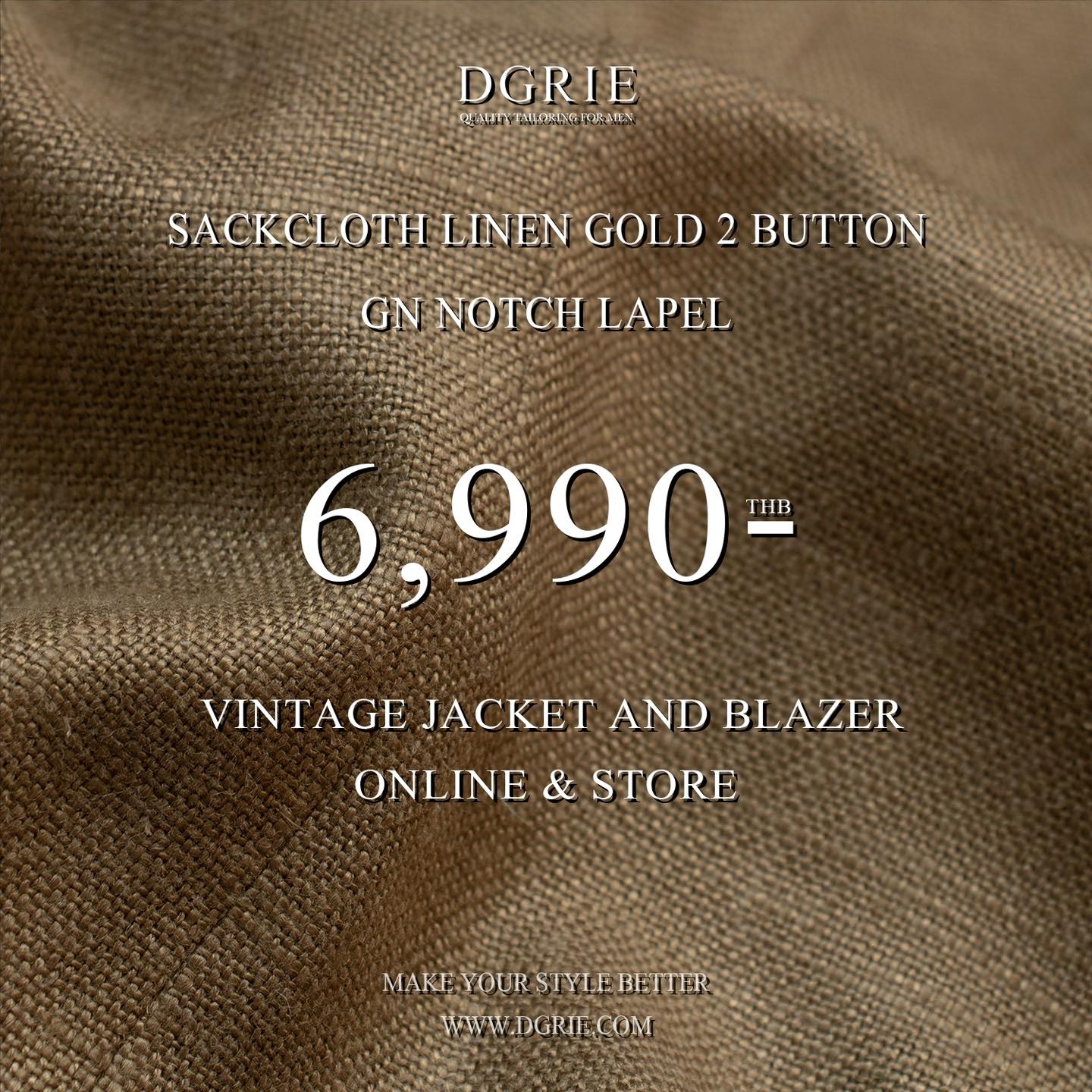 เสื้อสูท สีน้ำตาลทอง Linen Sack Gold 2 Button Suits