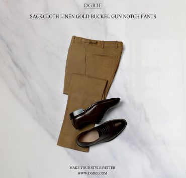 กางเกงวินเทจ สีน้ำตาล SackCloth Linen Gold Buckel Pants