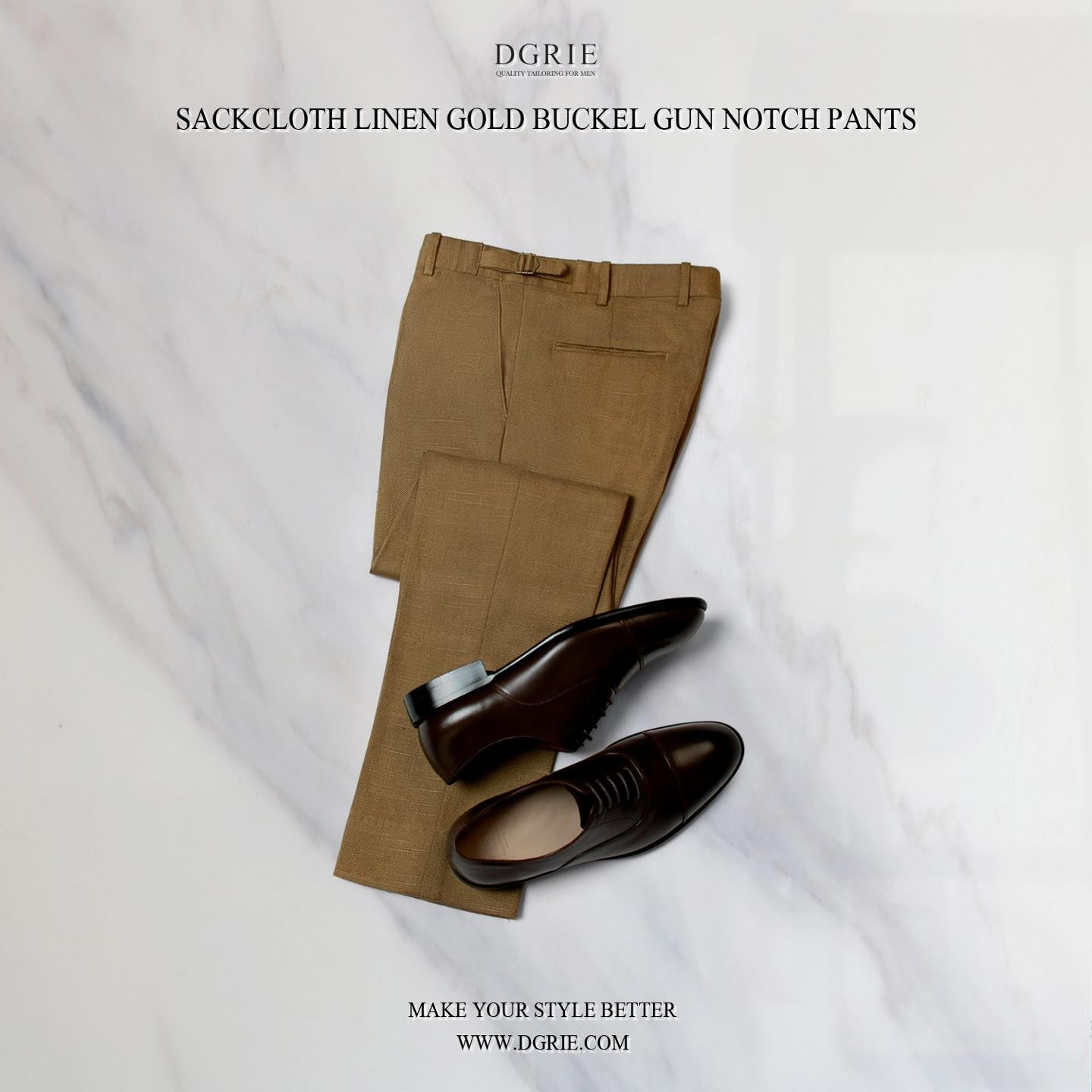 370345035_681616554001588_120367481373067752_n กางเกงวินเทจ สีน้ำตาล SackCloth Linen Gold Buckel Pants