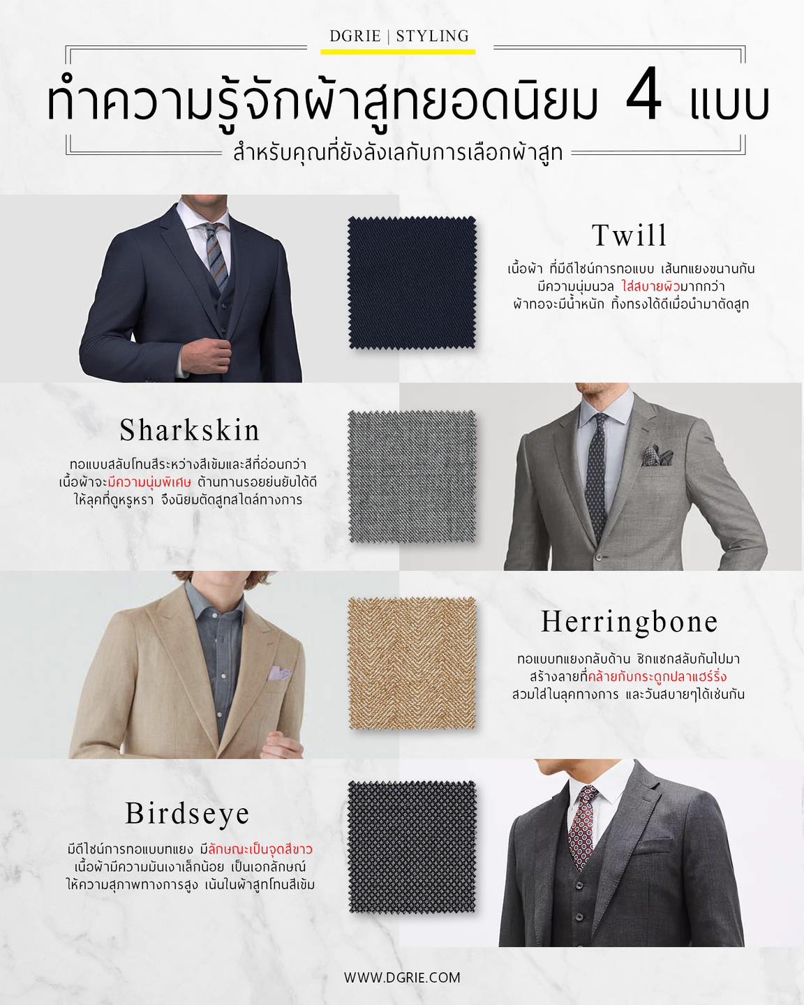 Wool Fabric for Custom Suits ทำความรู้จักผ้าสูท ยอดนิยม 4 แบบ - DGRIE Wool Fabric For Custom Suits ทำความรู้จักผ้าสูท ยอดนิยม 4 แบบ - Dgrie